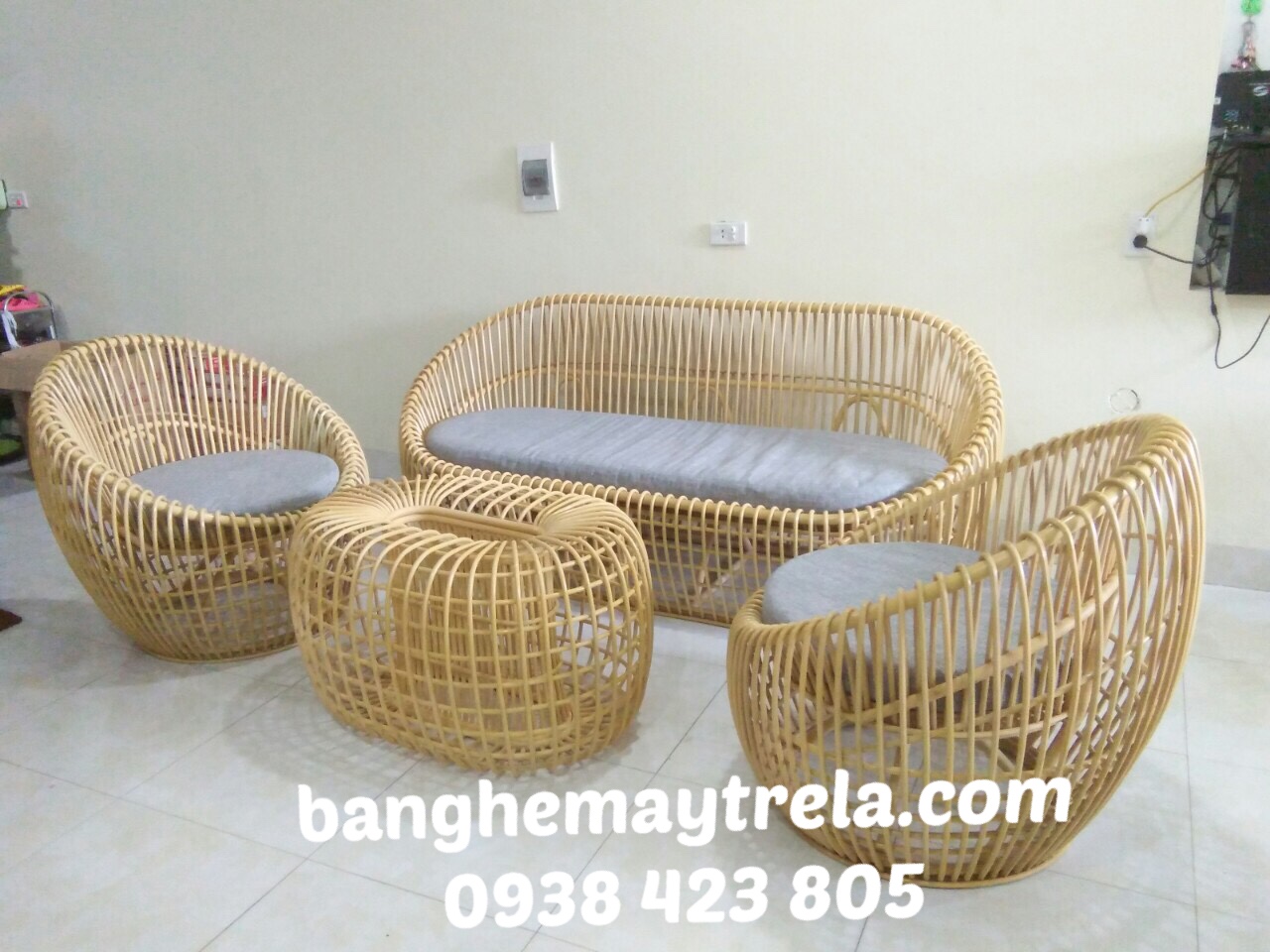 Bàn ghế sofa trứng mây tự nhiên